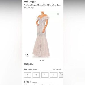 Mac Duggal Feathered Lace Crystal Embellished Formal Gown Blush NWT Size 12